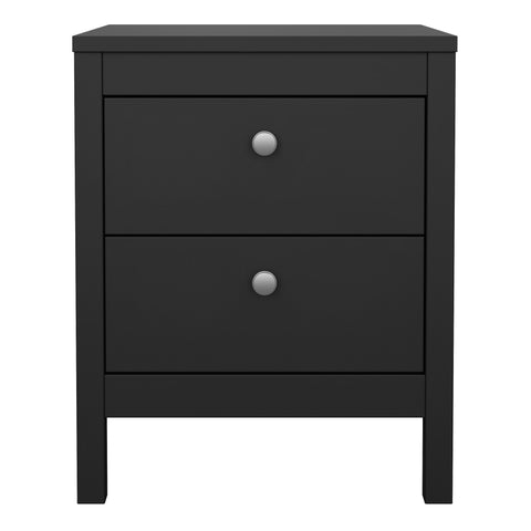 Madrid Bedside Table 2 drawers in Matt Black