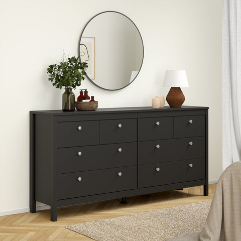 Madrid Double dresser 4+4 drawers in Matt Black