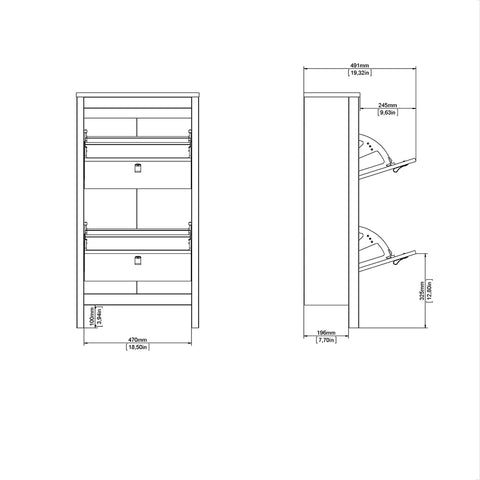 Madrid Shoe Cabinet 2 flap doors Matt Black