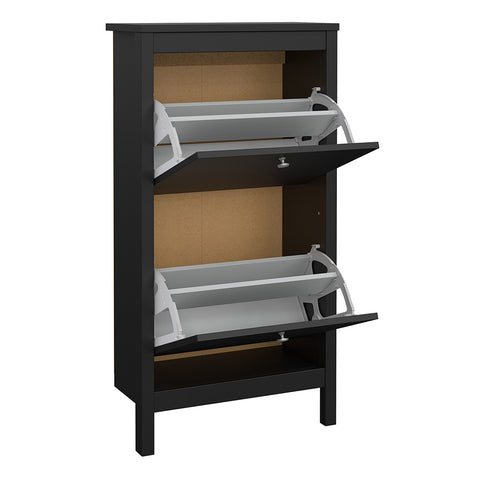 Madrid Shoe Cabinet 2 flap doors Matt Black