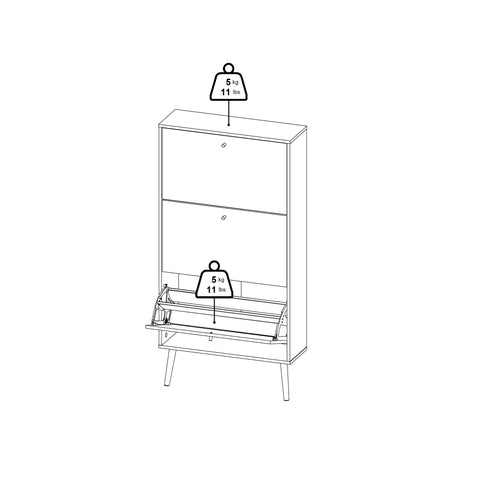 Cumbria Shoe Cabinet 3 flap Doors White