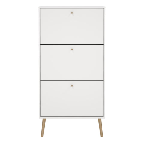 Cumbria Shoe Cabinet 3 flap Doors White