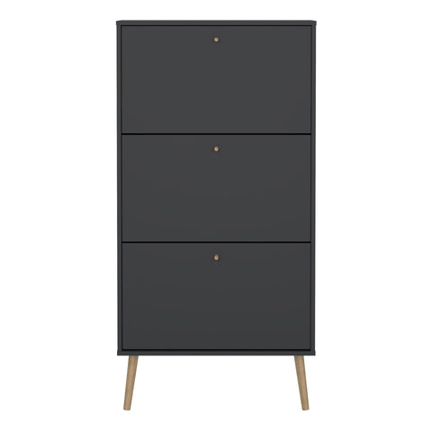 Cumbria Shoe Cabinet 3 flap Doors Dark Grey