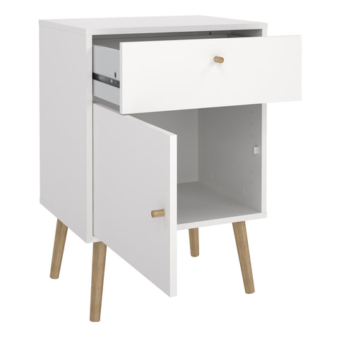 Cumbria Nightstand 1 Door + 1 Drawer White