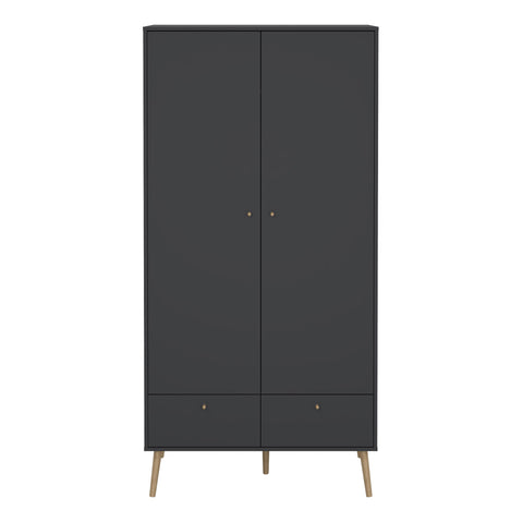 Cumbria Wardrobe with 2 Doors + 2 Drawers Dark Grey