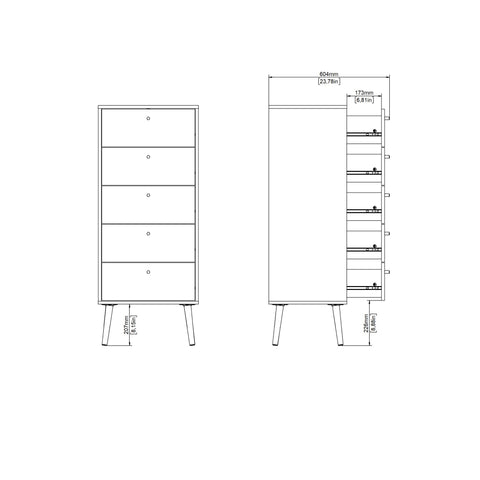 Cumbria Chest 5 Drawers White