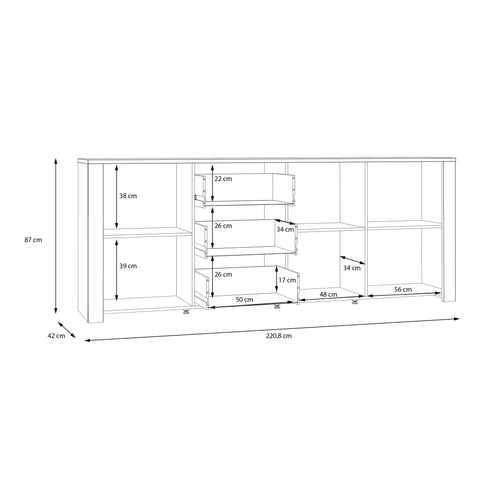 Bohol Large Sideboard in Riviera Oak/Grey Oak