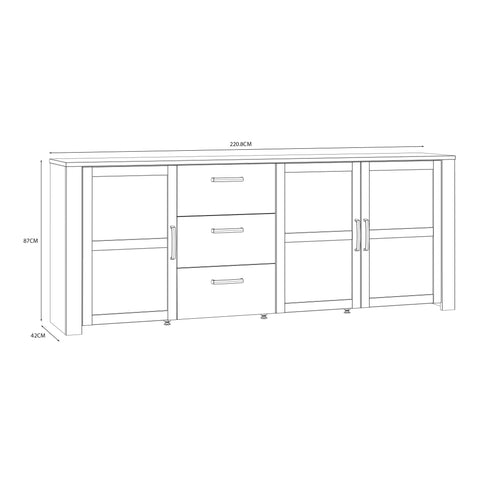 Bohol Large Sideboard in Riviera Oak/White