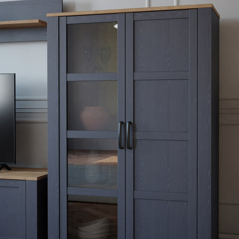 Bohol Display Cabinet in Riviera Oak/Navy