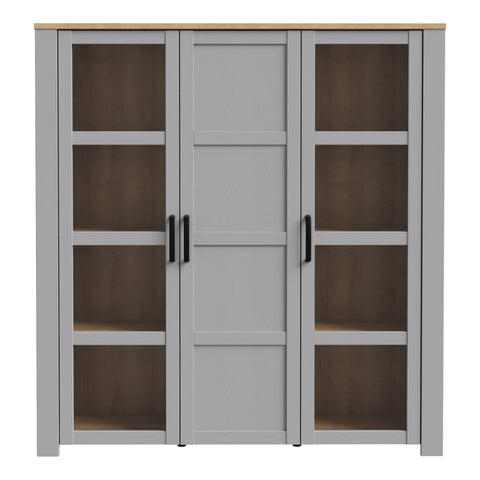 Bohol Large Display Cabinet in Riviera Oak/Grey Oak