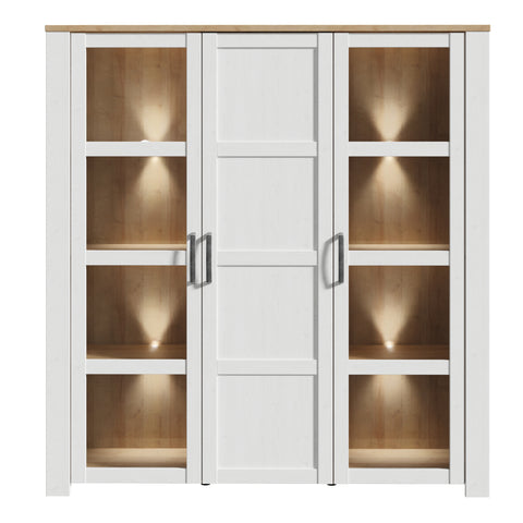 Bohol Large Display Cabinet in Riviera Oak/White