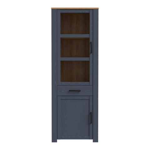 Bohol Narrow Display Cabinet in Riviera Oak/Navy