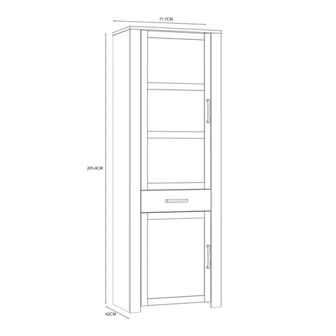 Bohol Narrow Display Cabinet in Riviera Oak/Navy