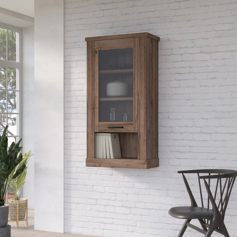 Corona Wall Display cabinet in Tabak Oak