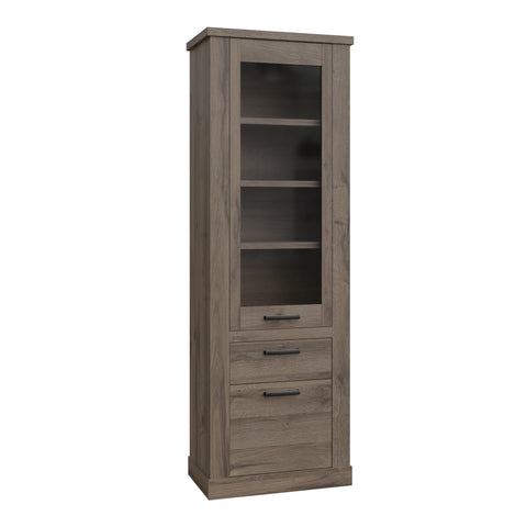 Corona Narrow Display Cabinet in Tabak Oak