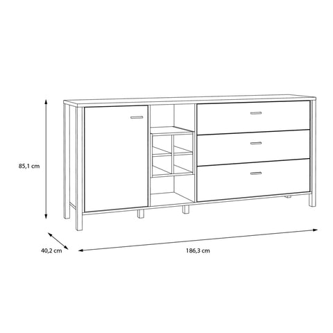 High Rock (Large) Sideboard in Matt Black/Riviera Oak