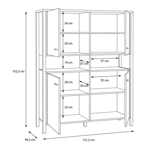 High Rock Storage Cabinet in Matt Black/Riviera Oak