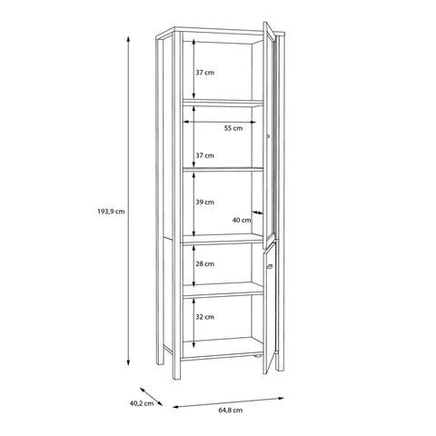 High Rock Wide Display Cabinet in Matt Black/Riviera Oak