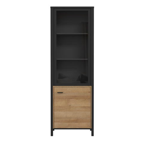 High Rock Wide Display Cabinet in Matt Black/Riviera Oak