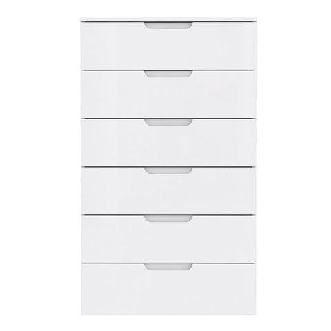 Sienna Chest of 6 Drawers in White/White High Gloss