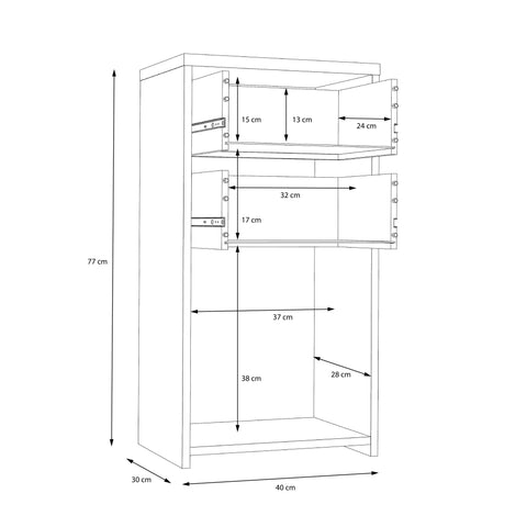 Best Chest Storage Cabinet 2 Drawers 1 Door in Concrete Optic Dark Grey/Old - Wood Vintage