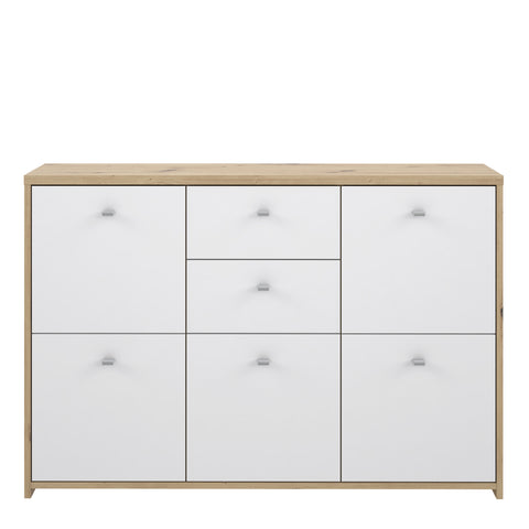 Best Chest Storage Cabinet with 2 Drawers and 5 Doors in Artisan Oak/White