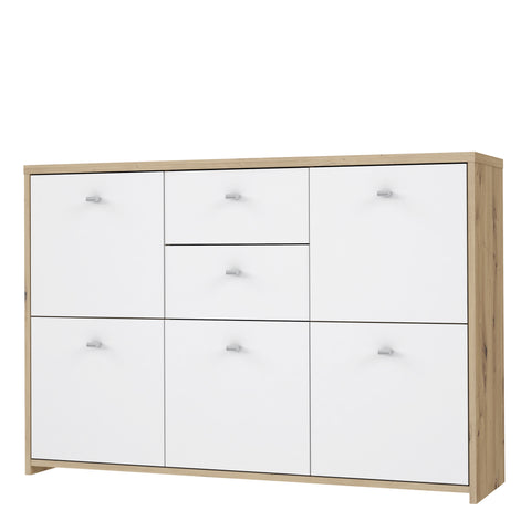 Best Chest Storage Cabinet with 2 Drawers and 5 Doors in Artisan Oak/White