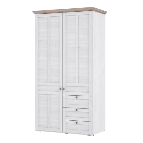 Iloppa 2 Door Wardrobe in Snowy Oak/Oak Nelson