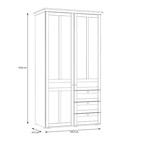 Iloppa 2 Door Wardrobe in Snowy Oak/Oak Nelson