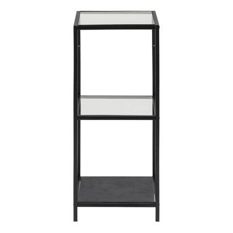 Seaford Narrow Black Metal Bookcase with 2 Glass Shelves