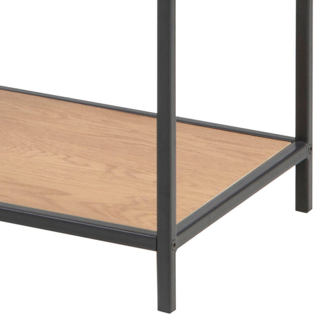 Seaford Black Metal Asymmetrical Bookcase with 3 Oak Shelves