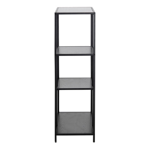 Seaford Black Metal Asymmetrical Bookcase with 3 Black Shelves