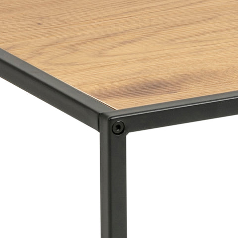 Seaford Black Metal Coffee Table with Oak Top