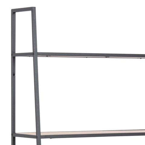 Seaford Black Metal Ladder Bookcase with 5 Oak Shelves