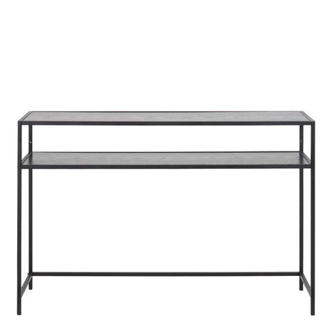 Seaford Black Metal Console Table With Black Top