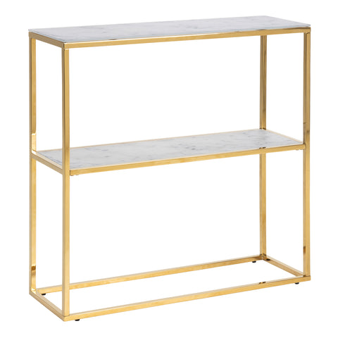 Alisma Console Table with Marble Effect Glass Top & Gold Legs