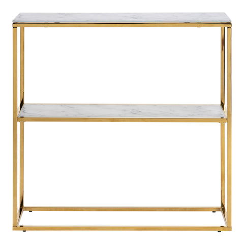 Alisma Console Table with Marble Effect Glass Top & Gold Legs