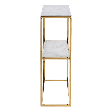 Alisma Console Table with Marble Effect Glass Top & Gold Legs