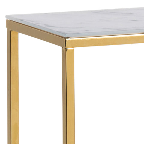 Alisma Console Table with Marble Effect Glass Top & Gold Legs