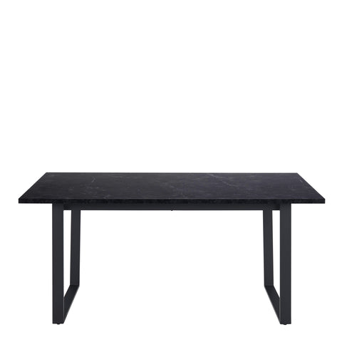 Amble Dining Table with Black Marble Melamine Top & Black Legs