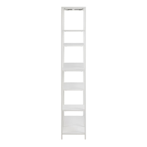 Newcastle Asymmetrical Bookcase with 6 Shelves in White