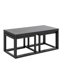 Cornus Square Coffee Table Set in Matt Black Set of 3