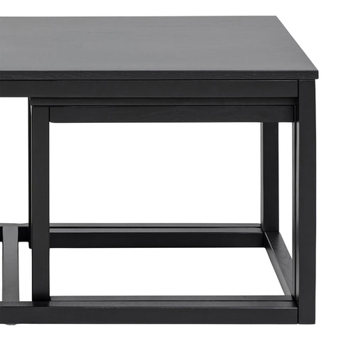 Cornus Square Coffee Table Set in Matt Black Set of 3