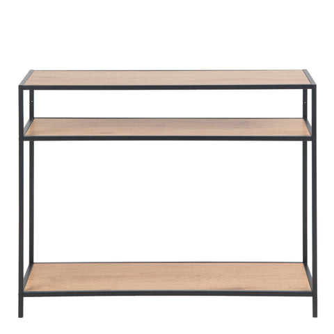 Seaford Console Table, 2 Shelves in Black and Oak