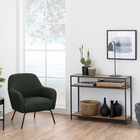 Seaford Console Table, 2 Shelves in Black and Oak