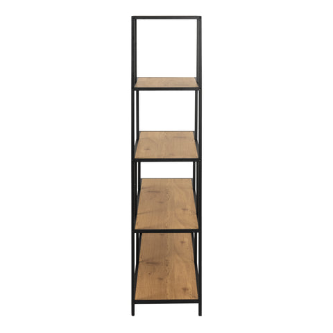 Seaford Bookcase with 4 Shelves and 1 Drawer in Black and Oak