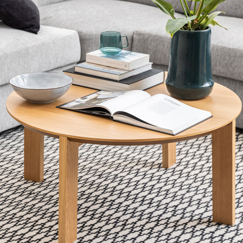 Maxime Round Coffee Table in Matt Oak