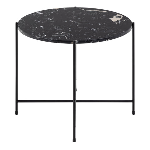 Avila Side Table with Black Polished Marble Stone 52x40cm