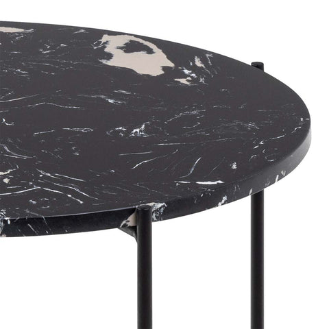 Avila Side Table with Black Polished Marble Stone 52x40cm