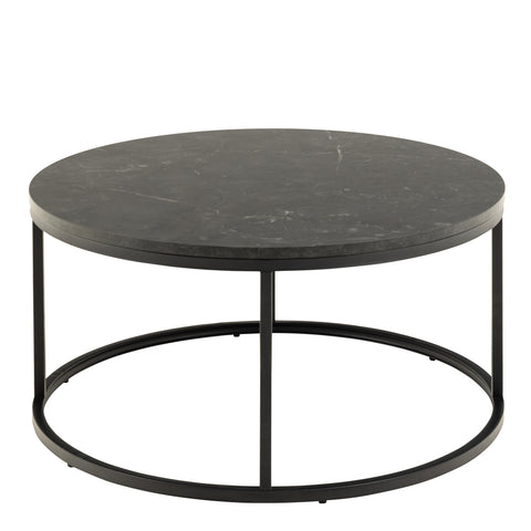 Spiro Coffee Table with Black Marble Melamine Top & Black Legs